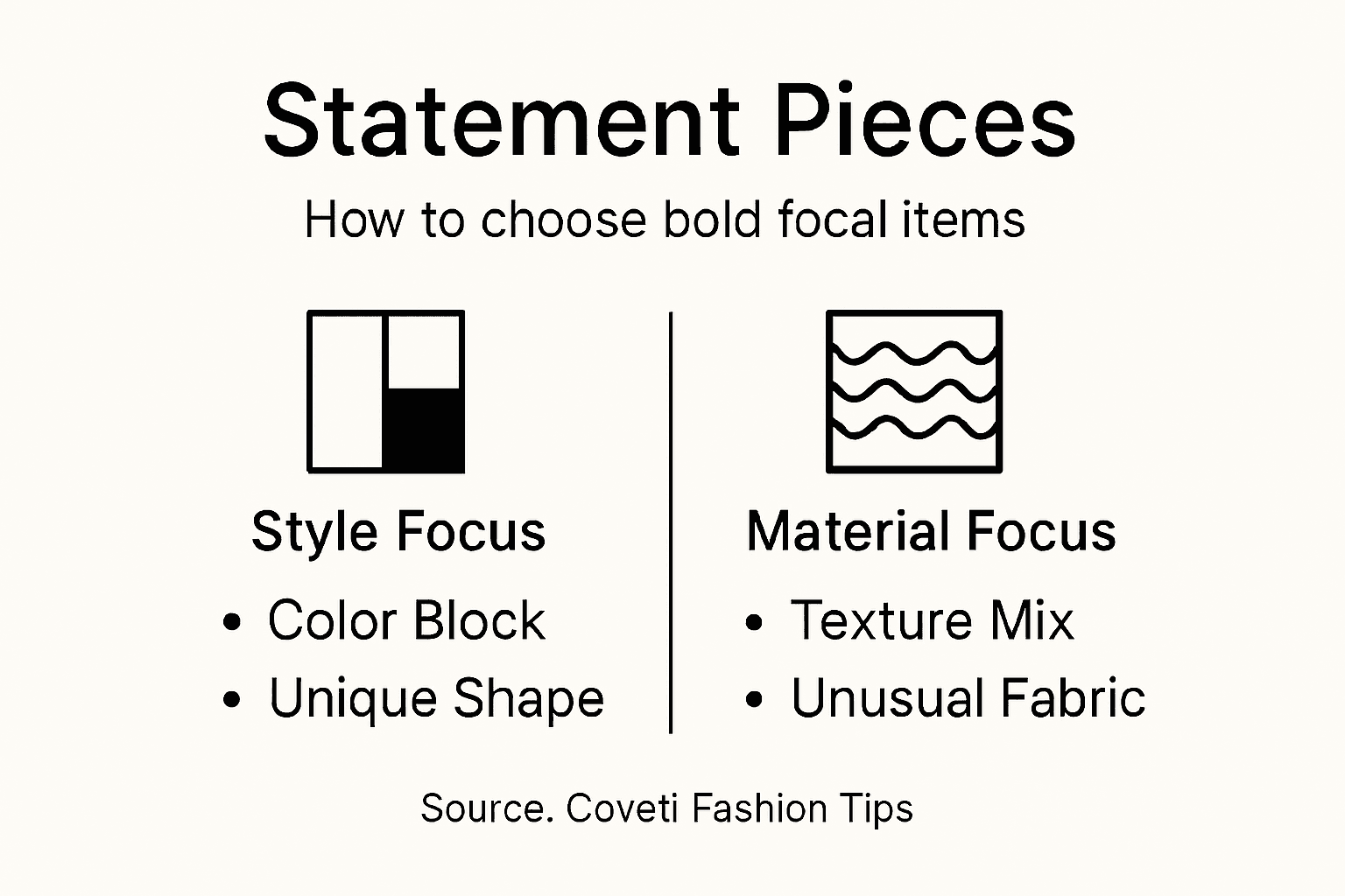 Infographic showing avant-garde statement piece selection