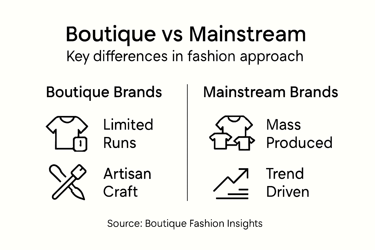 Infographic comparing boutique and mainstream fashion