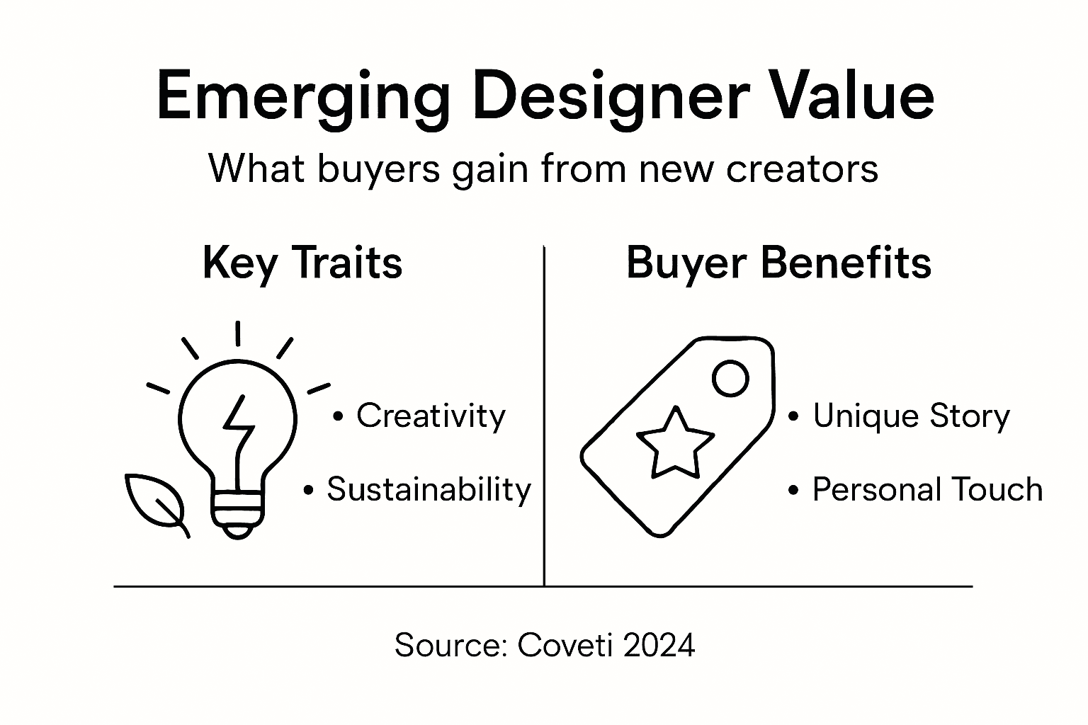 Infographic showing designer traits and buyer benefits