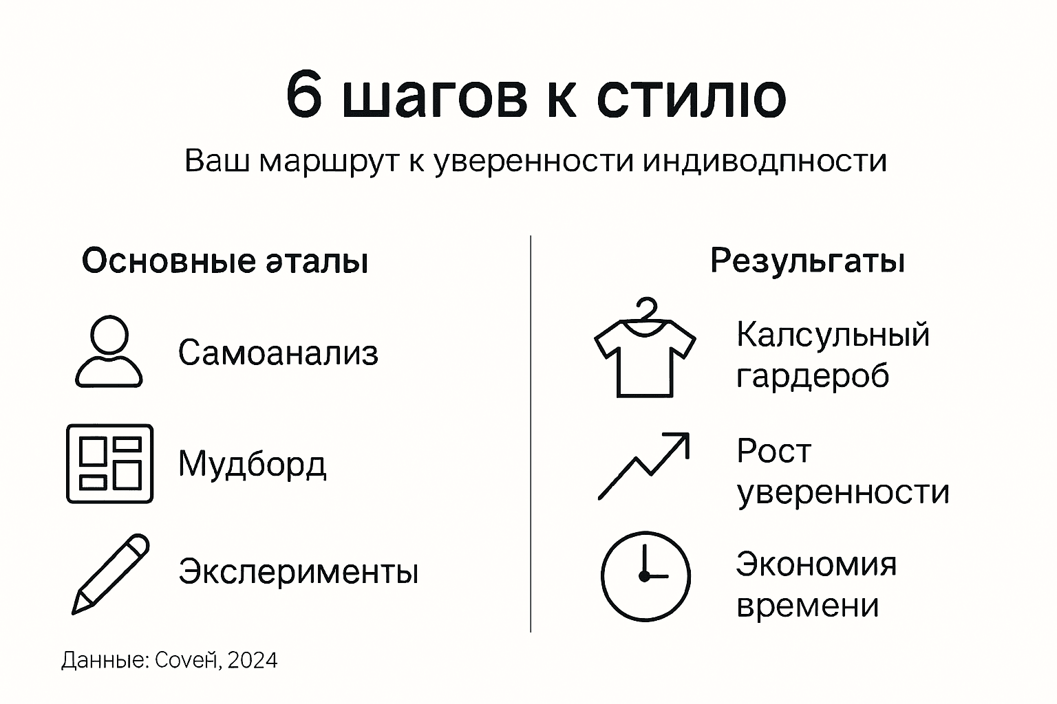 Инфографика: ключевые этапы формирования личного стиля и их результаты