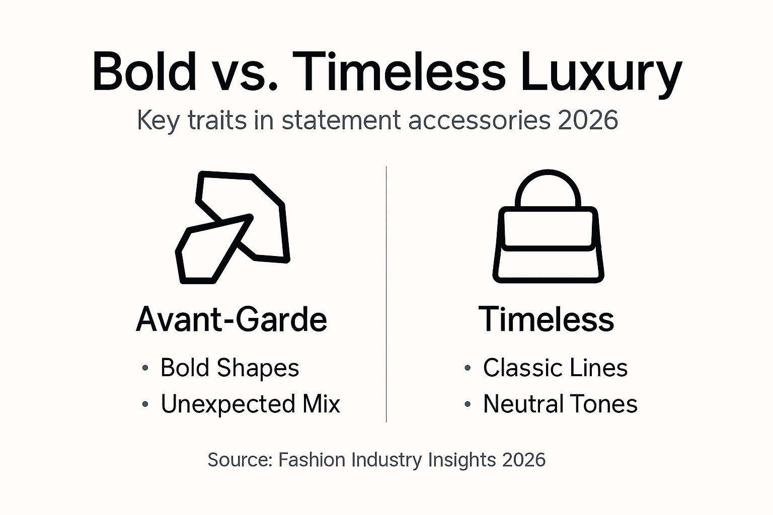 Infographic comparing bold and timeless luxury traits