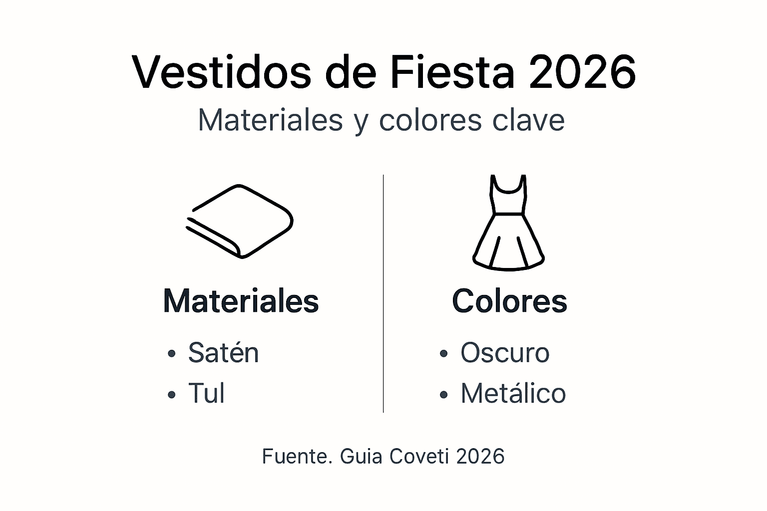 Guía visual sobre los tipos de telas y la paleta de colores en vestidos