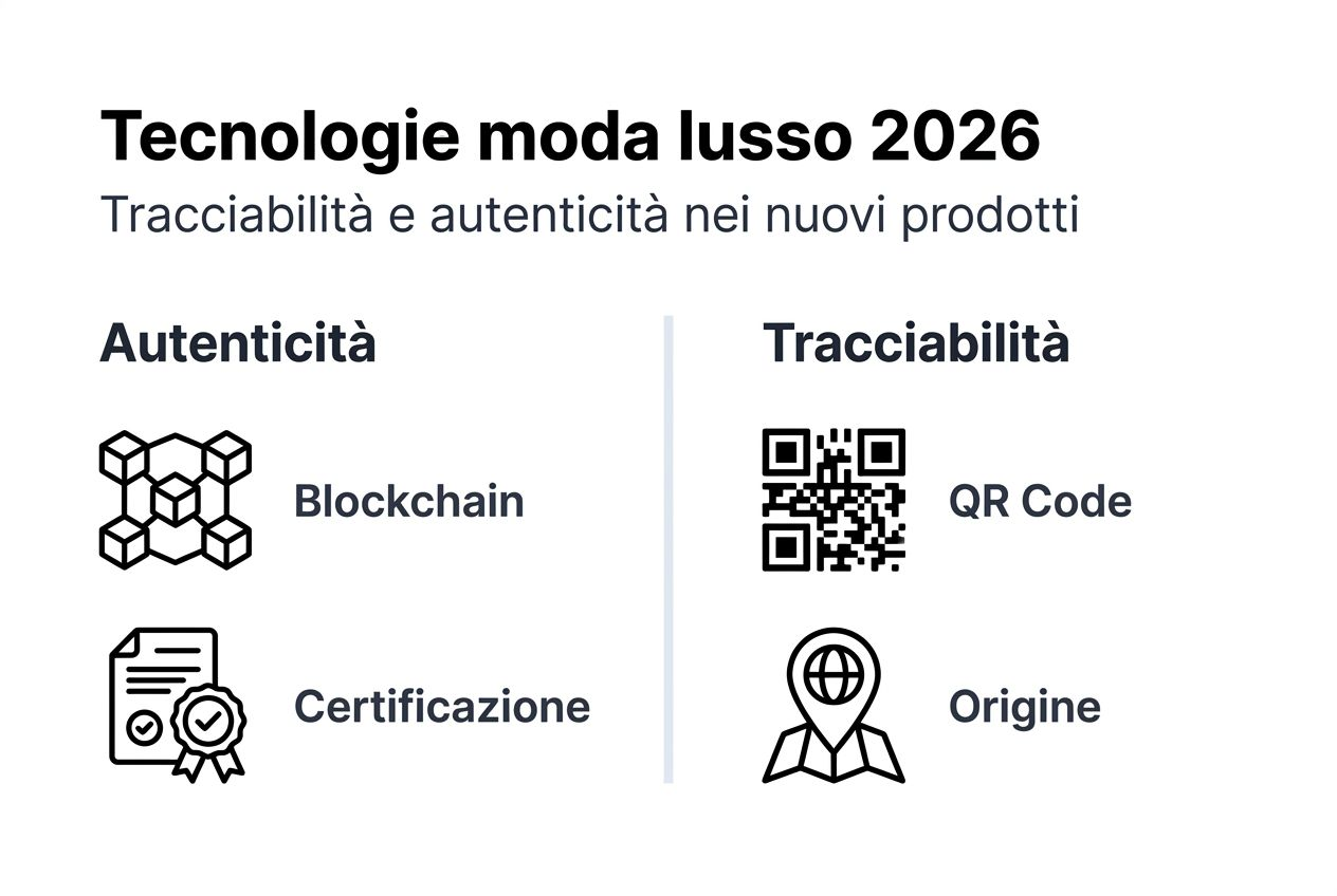 Infografica sulla tracciabilità e sull’autenticità nel mondo della moda di lusso