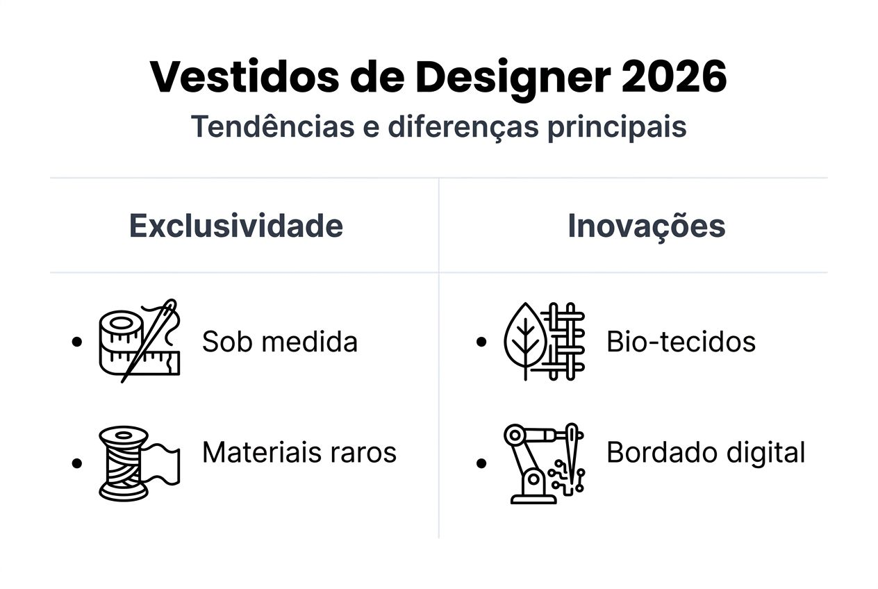 Infográfico: comparação entre vestidos de autor e as últimas tendências inovadoras