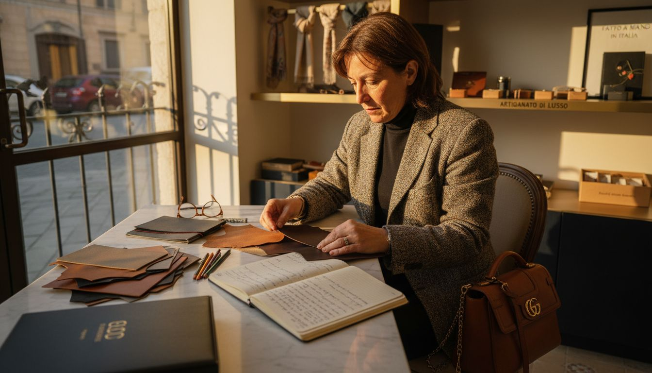 Il cliente sta scegliendo le opzioni per creare un accessorio su misura secondo i suoi gusti.