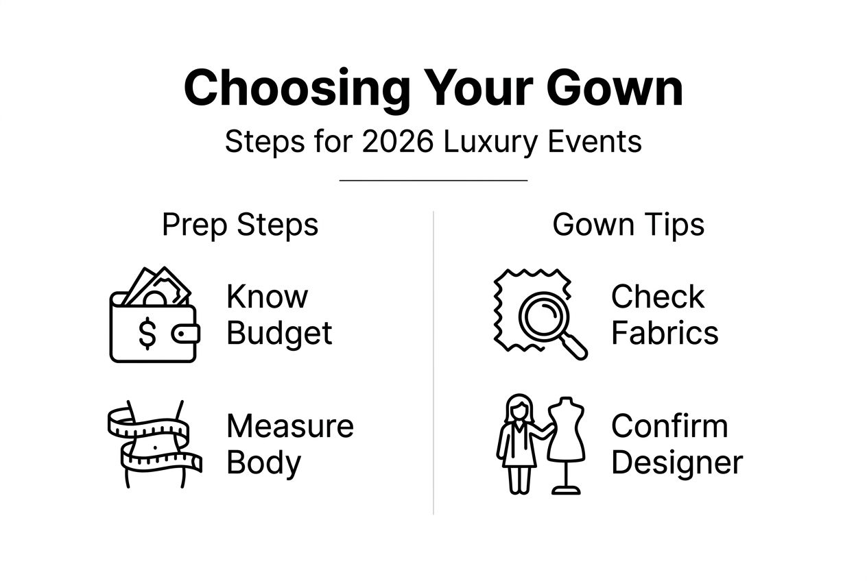 Infographic showing exclusive gown selection steps