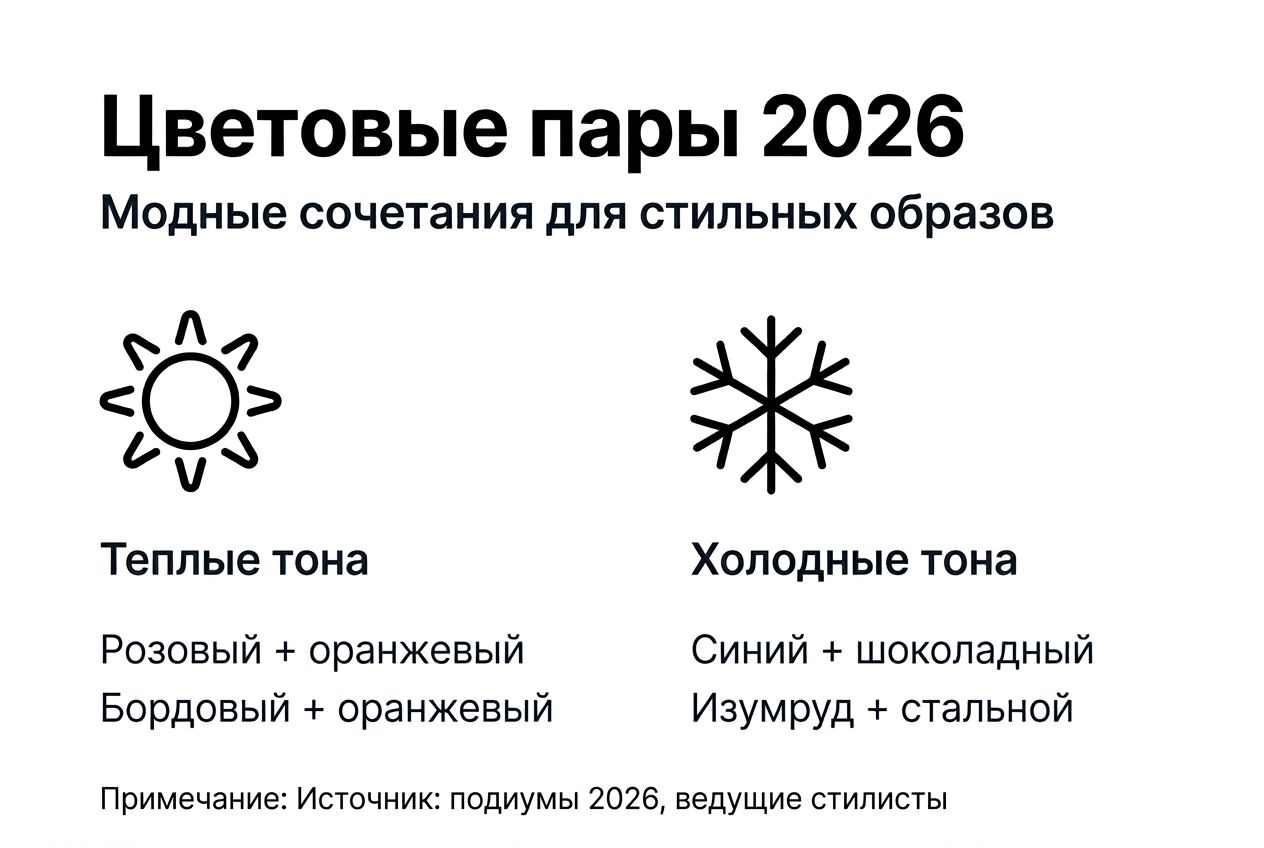 Инфографика: трендовые цветовые сочетания 2026 года