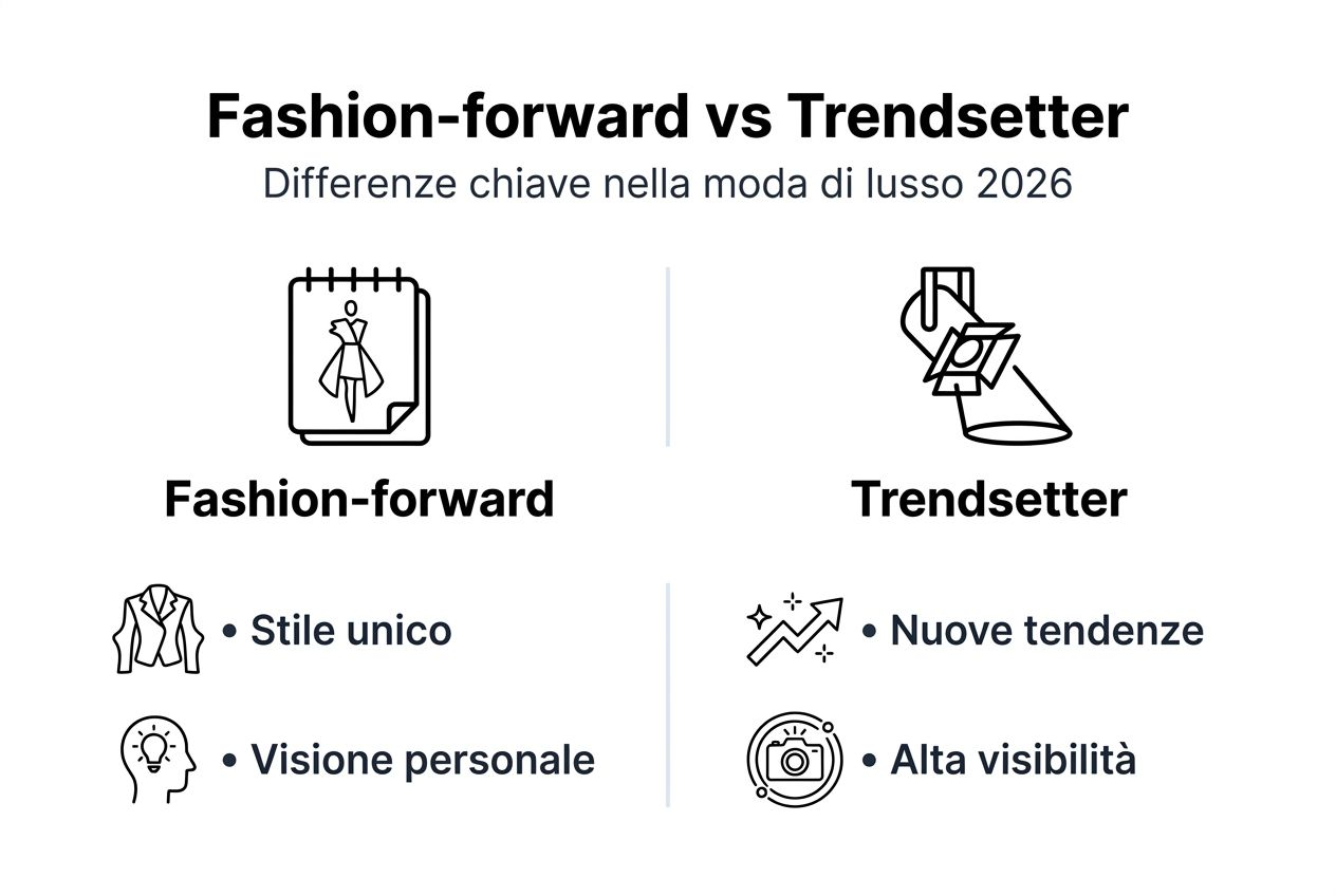 Infografica: essere alla moda o dettare tendenza? Scopri le differenze tra chi segue le ultime novità e chi invece anticipa lo stile e crea nuove mode.