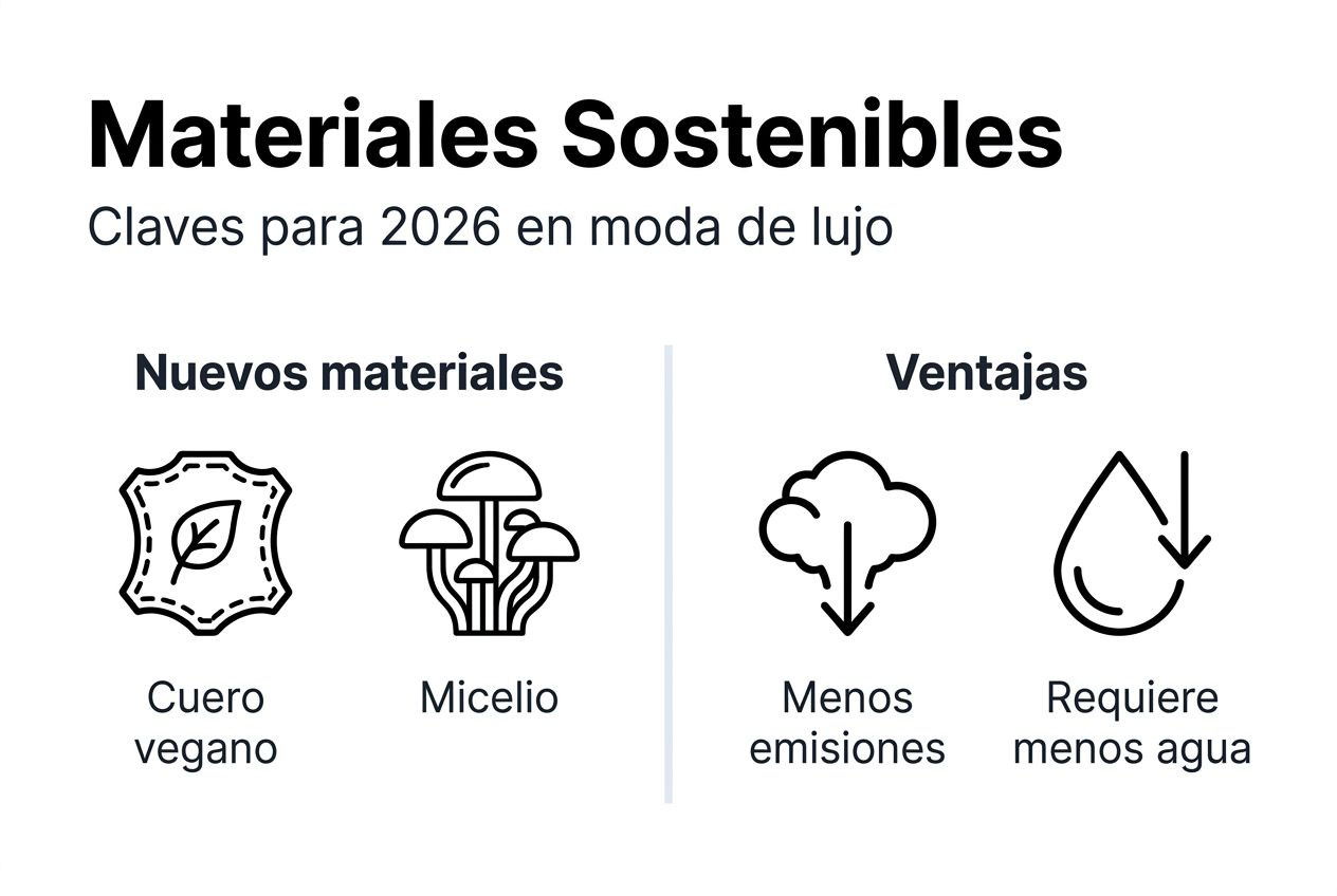 Infografía sobre materiales ecológicos en la moda de lujo