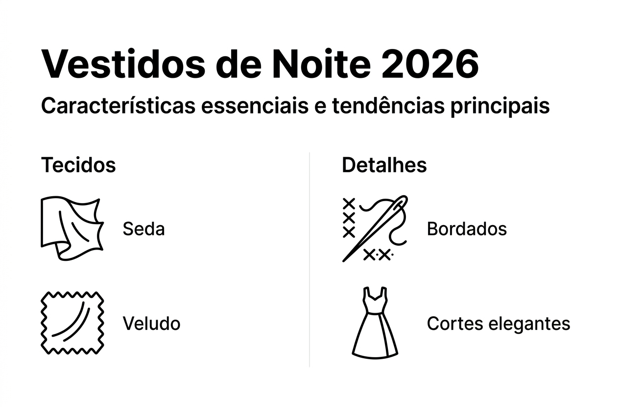 Infografia com os principais destaques dos vestidos de noite