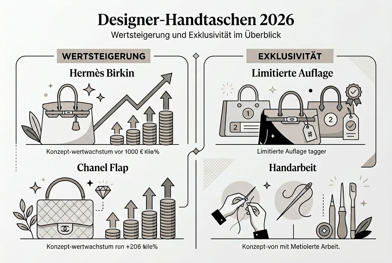 Infografik: Wertentwicklung und Seltenheit von Designer-Handtaschen