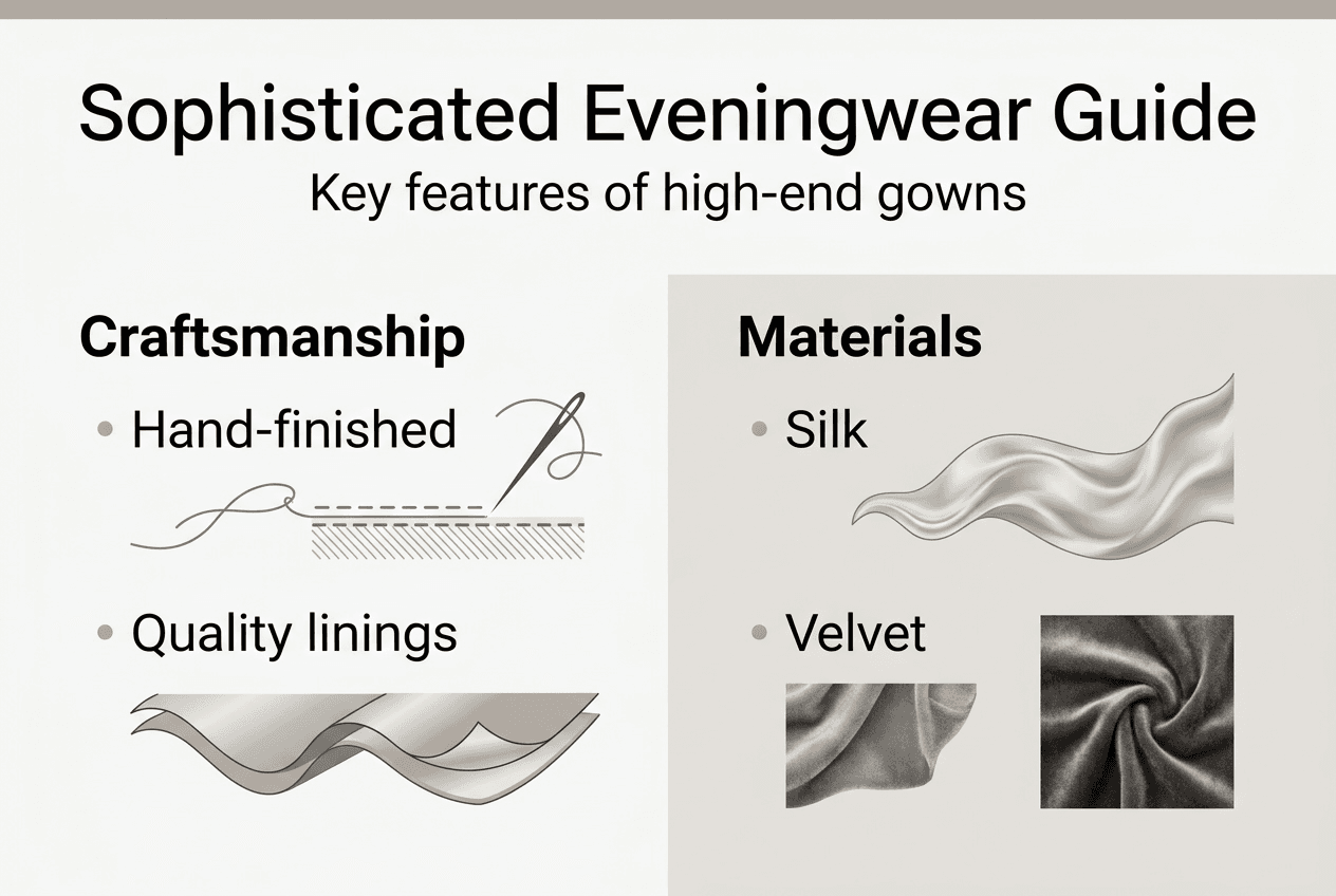 Infographic comparing luxury eveningwear features