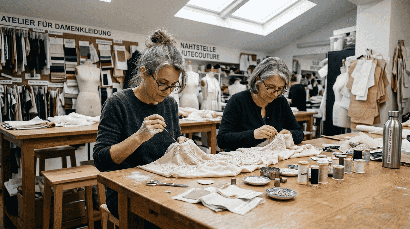 In unserem Atelier entstehen handgefertigte Couture-Kreationen, liebevoll von erfahrenen Schneiderinnen umgesetzt.