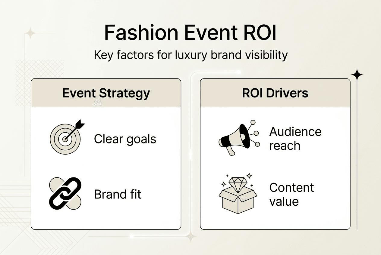 Infographic highlighting ROI elements for fashion events