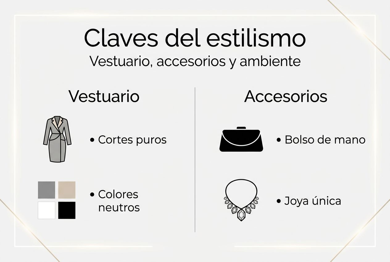 Infografía visual sobre los elementos clave del estilismo en eventos