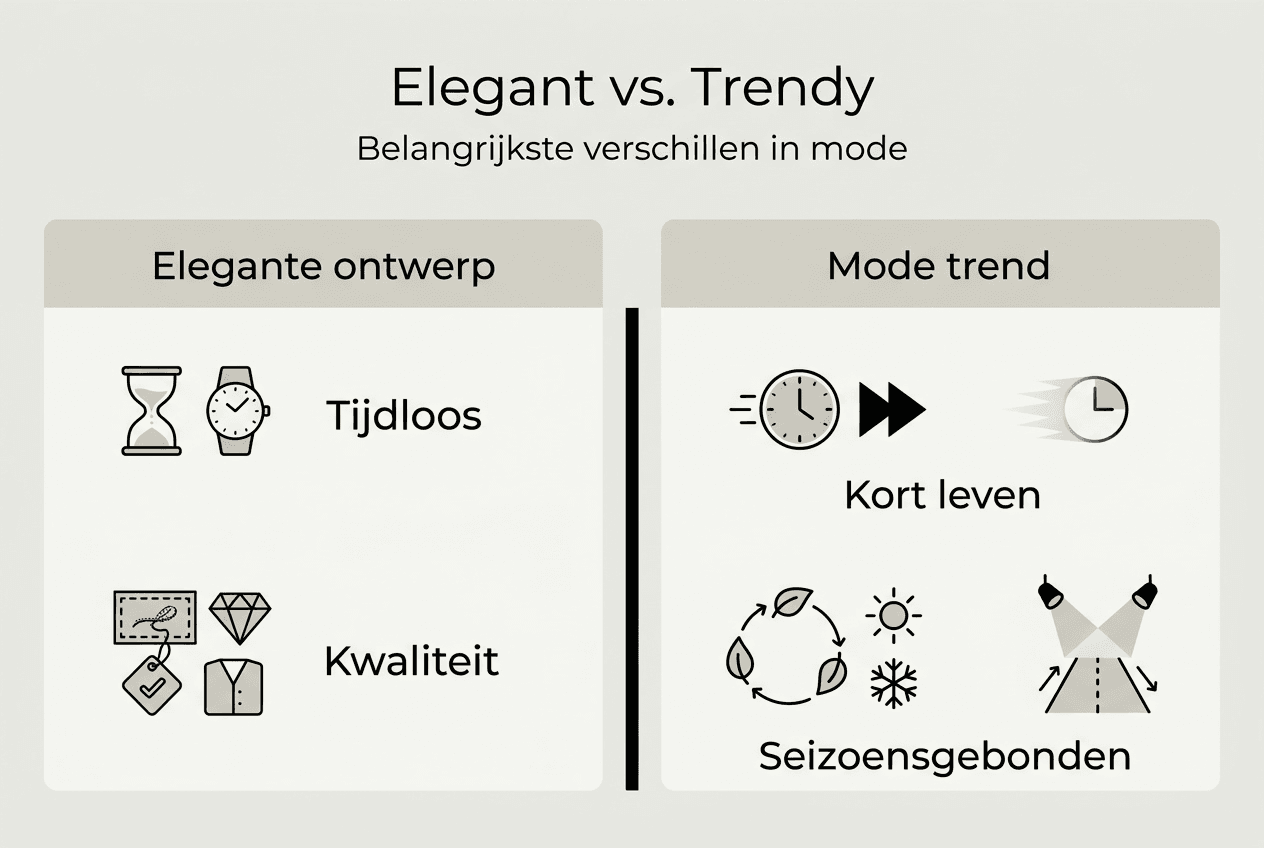Infographic: een stijlvol overzicht van tijdloze elegantie versus de laatste modetrends