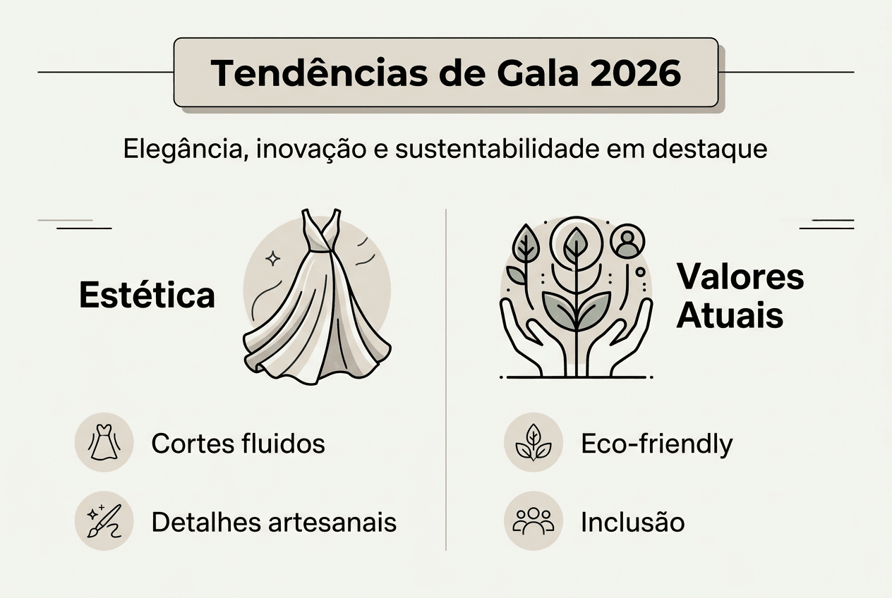 Infografia: principais tendências de vestidos de gala para 2026