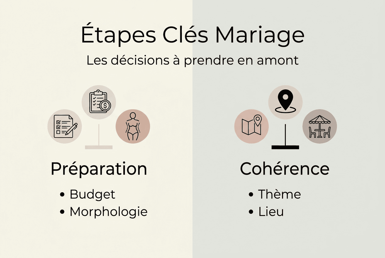 Infographie : les étapes essentielles pour choisir sa robe de mariée