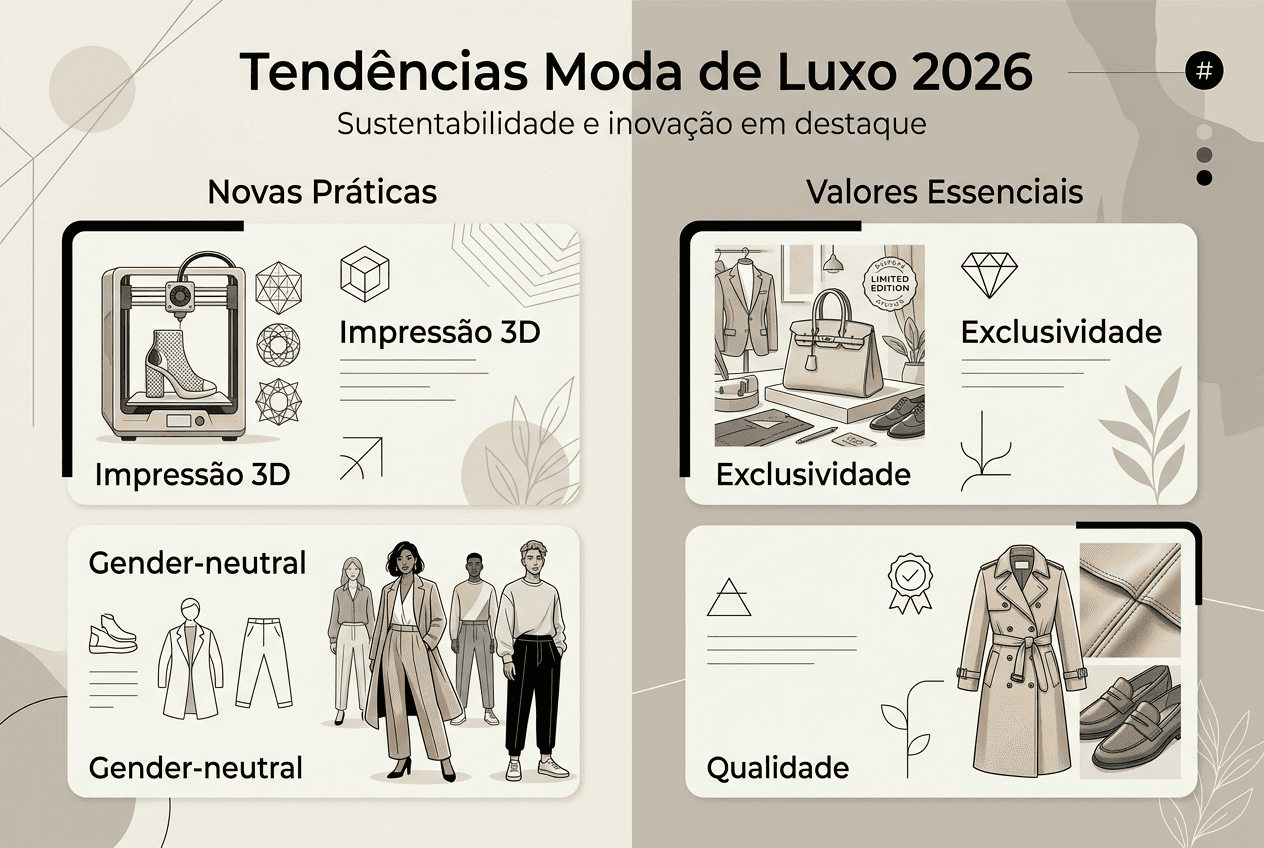 Infográfico sobre as principais tendências do luxo na moda para 2026