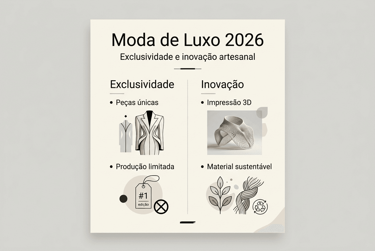 Infografia sobre a exclusividade e inovação no mundo da moda
