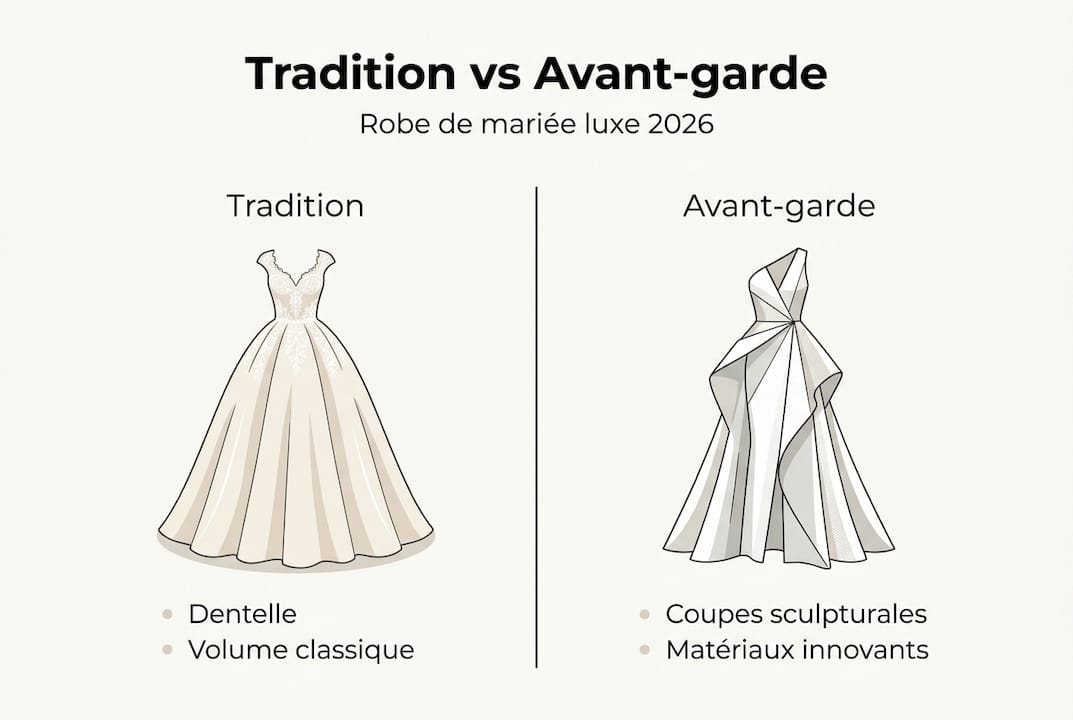 Infographie : robes de mariée de luxe, entre héritage et modernité