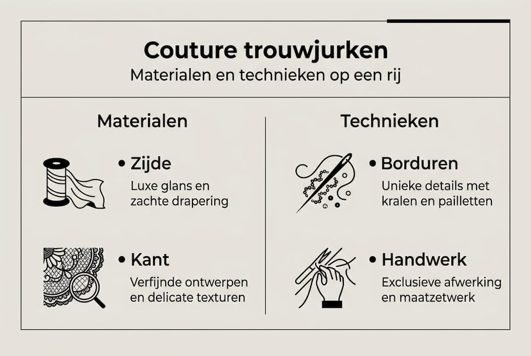 Infographic: exclusieve stoffen en technieken voor couture bruidsjurken