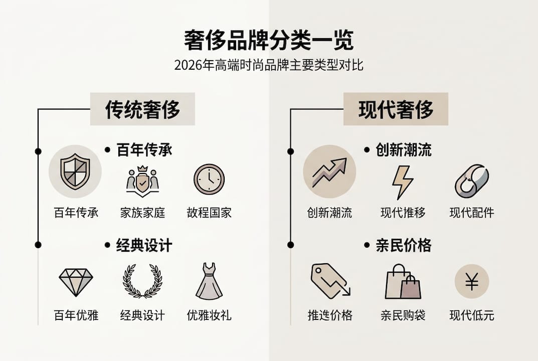 2026年奢侈品牌类别对比核心图解