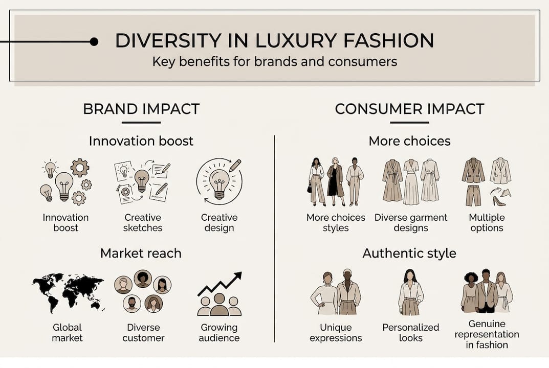Infographic showing diversity benefits in luxury fashion