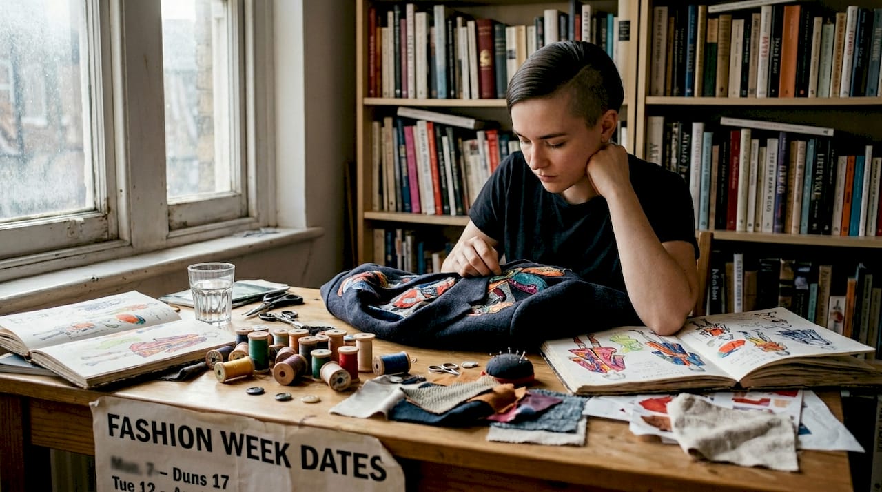 Designer crafting one-of-a-kind luxury jacket