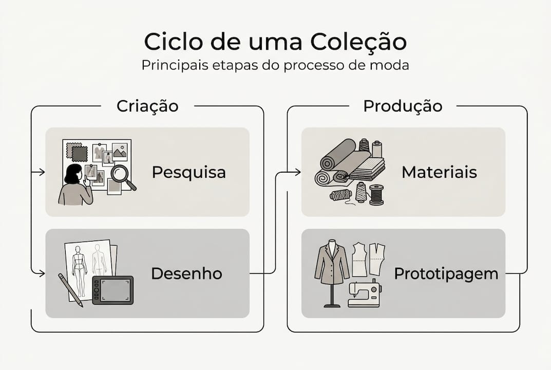 Infográfico: as várias fases do processo criativo e produtivo na moda