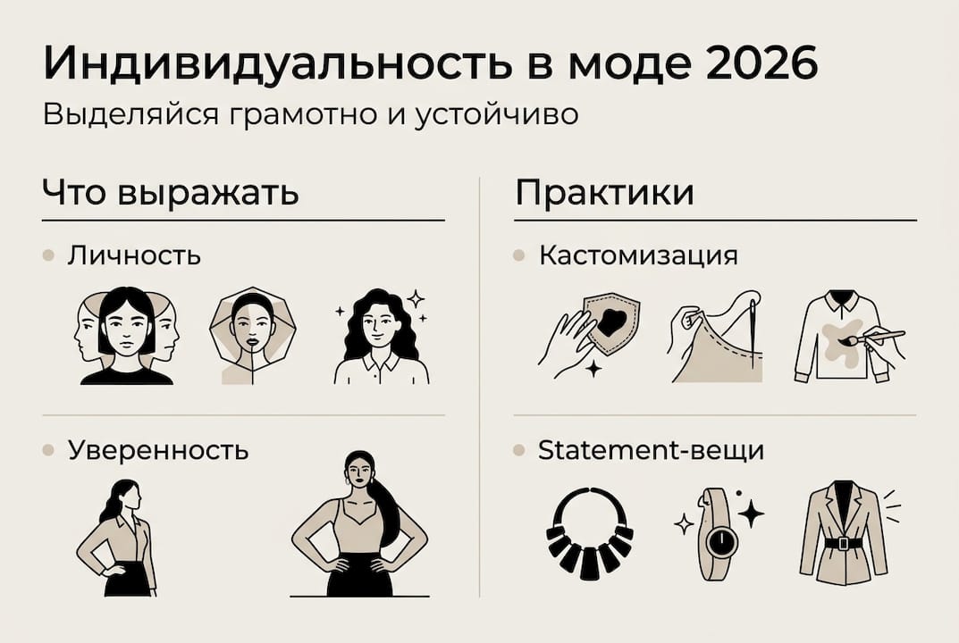 Инфографика: как проявить свою индивидуальность в модных трендах 2026 года