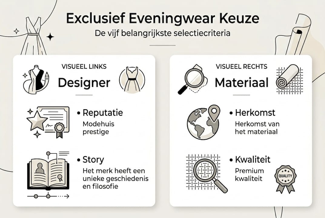 Infographic met selectiecriteria, met uitzondering van avondkleding