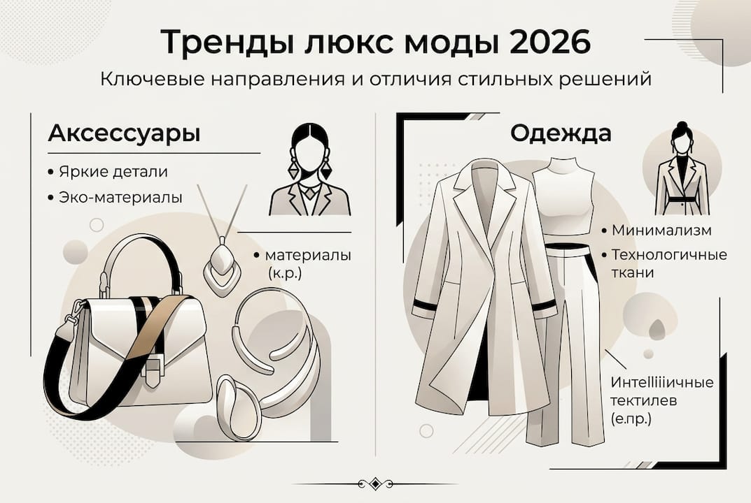 Инфографика: что будет модно в 2026 году — главные тренды, актуальные аксессуары и одежда
