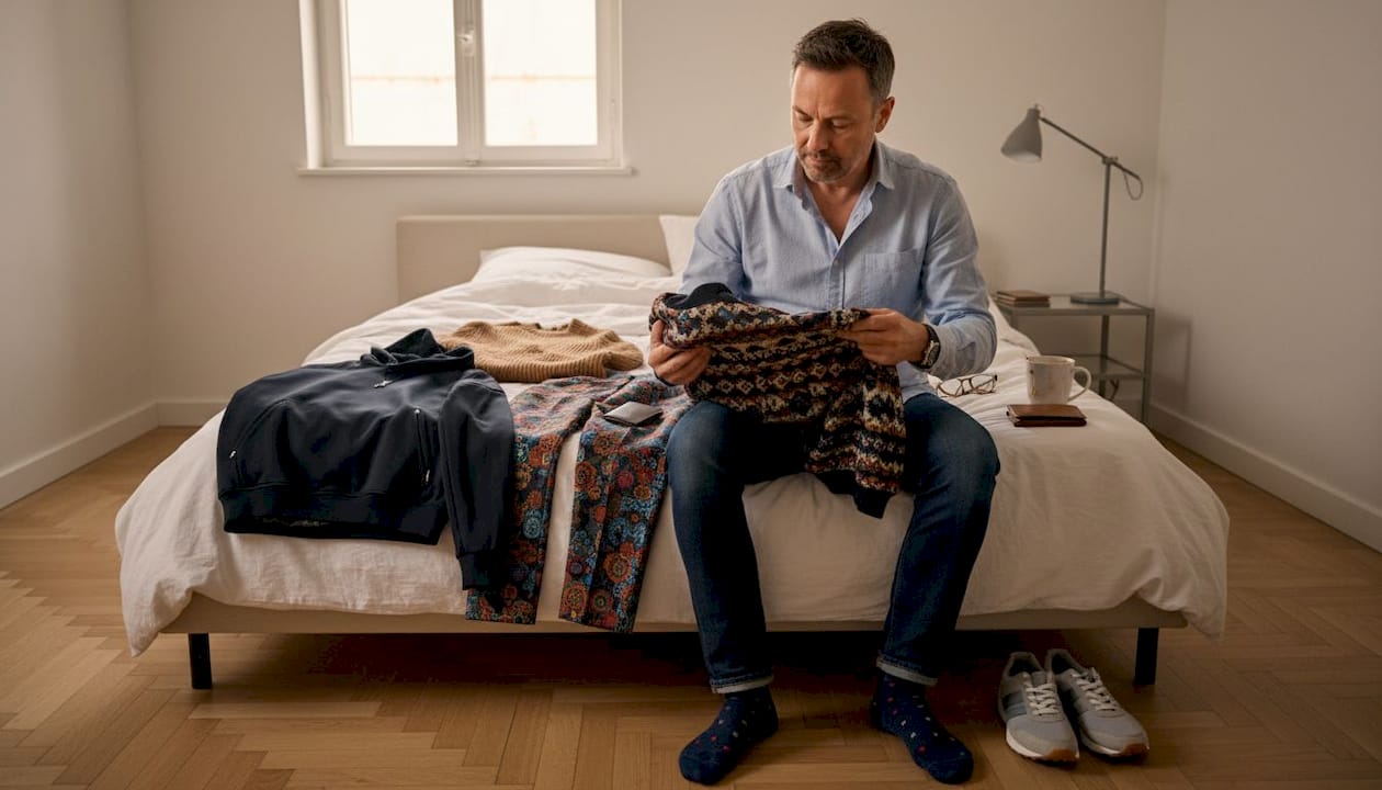 Un hombre elige una prenda atrevida y a la última moda.
