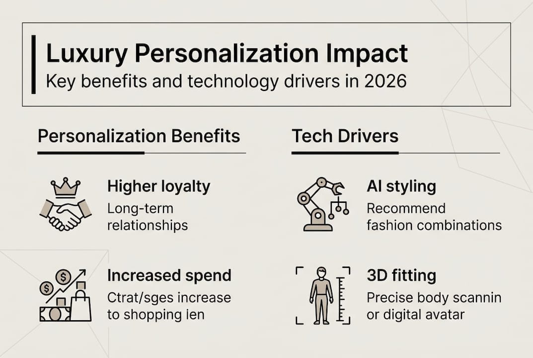 Infographic summarizing luxury fashion personalization benefits