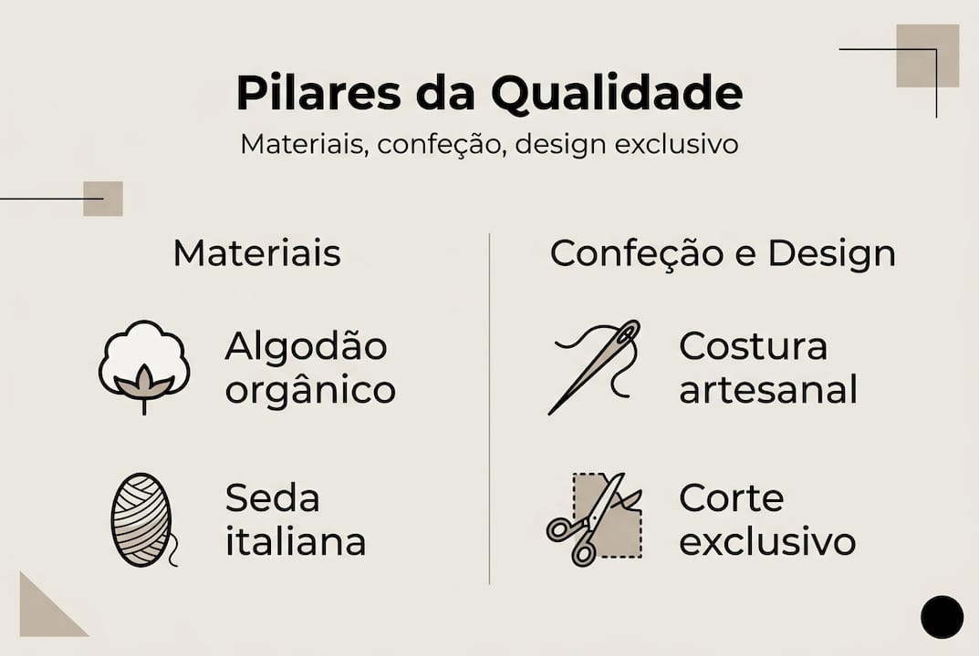 Infográfico sobre os principais fundamentos do vestuário de luxo