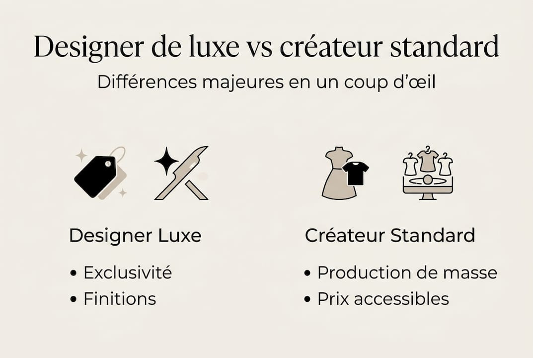 Infographie : les différences clés entre un designer haut de gamme et un designer classique