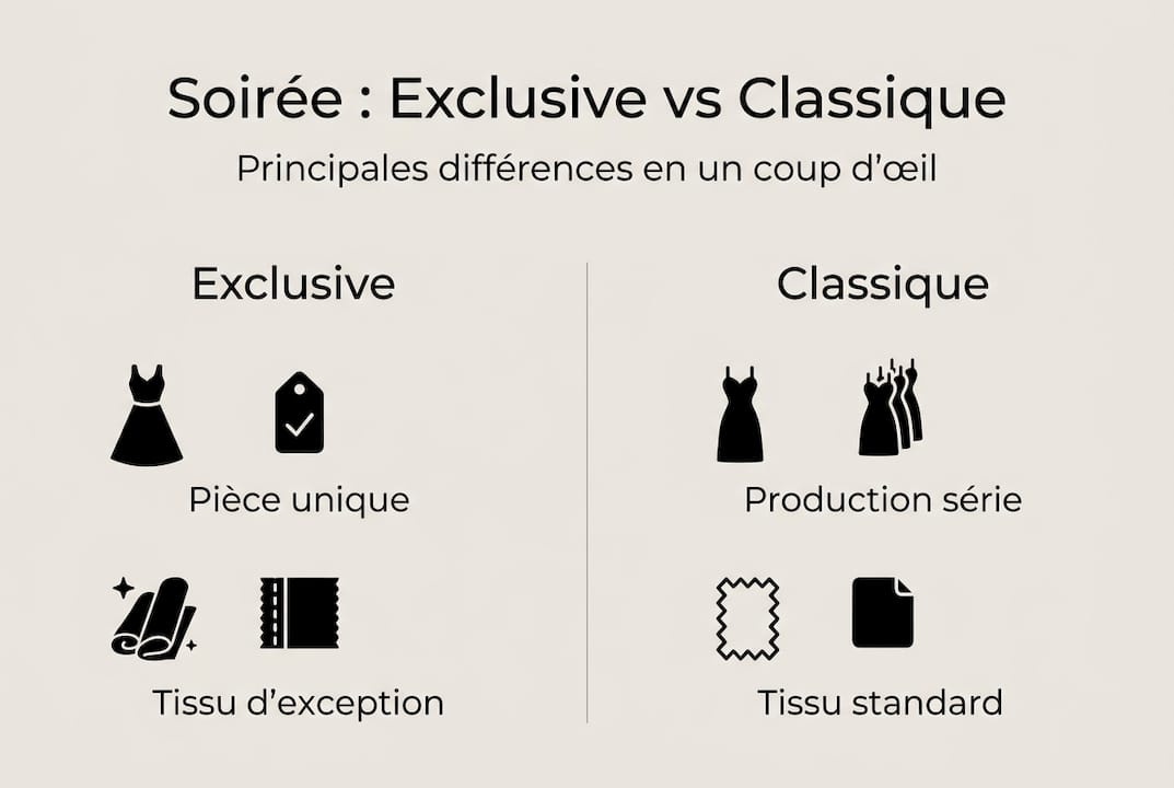 Infographie : tout savoir sur les différences entre robes de soirée exclusives et classiques