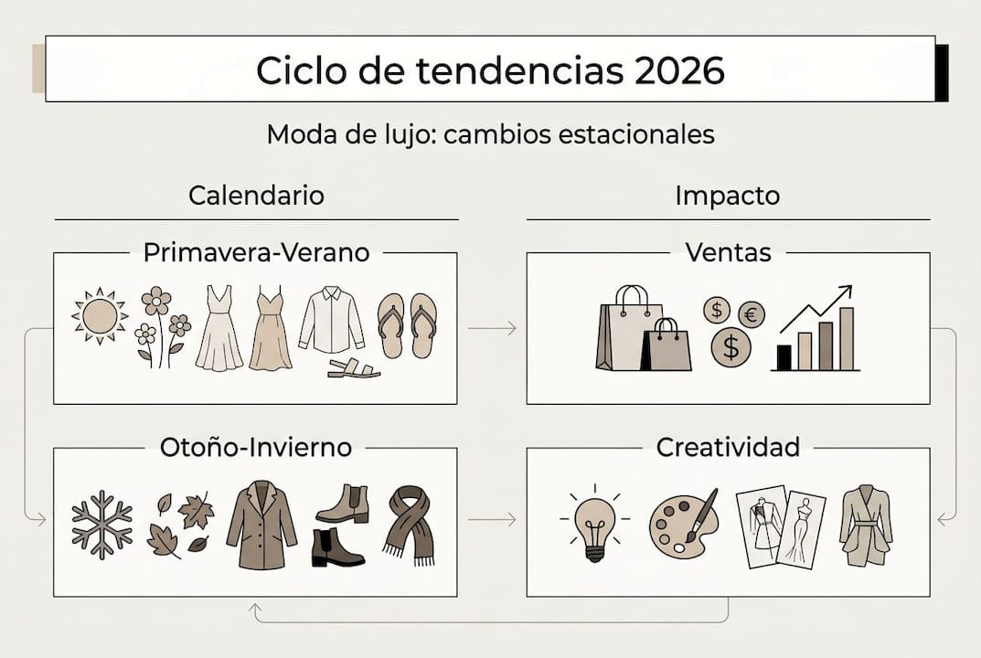 Infografía sobre cómo evolucionan las tendencias en la moda de lujo
