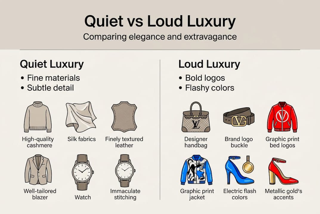 Infographic comparing quiet and loud luxury