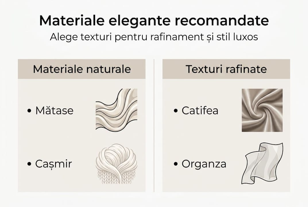 Ghid vizual cu materiale ideale pentru ținute rafinate