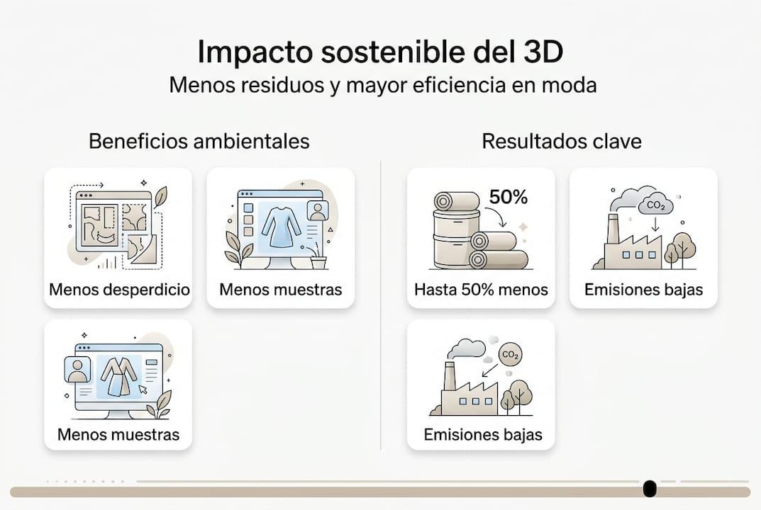 Infografía sobre el impacto sostenible del diseño en 3D
