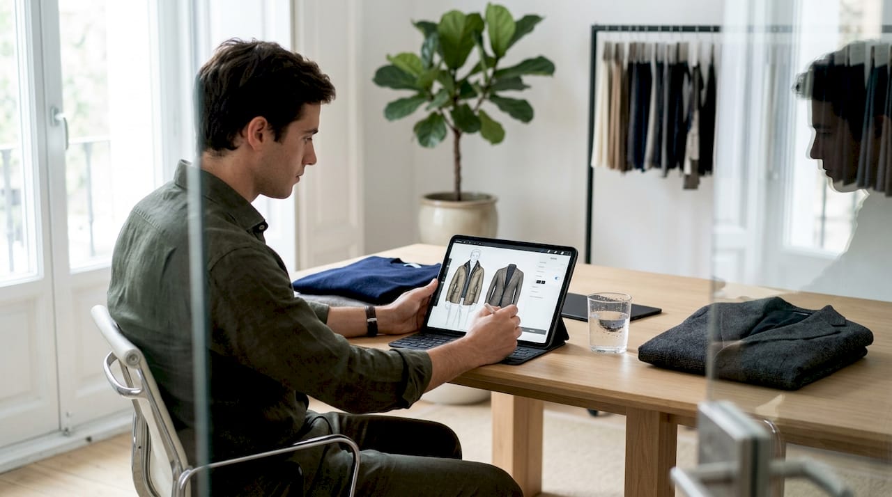 Persona descubriendo las últimas tendencias de moda de lujo en el mundo digital