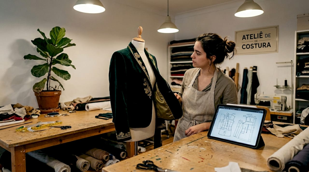 Designer analisa as diferenças entre a versão física e a digital de uma peça