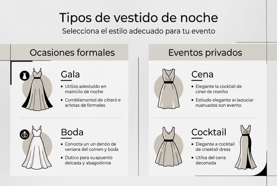 Infografía: descubre los diferentes estilos de vestidos de noche