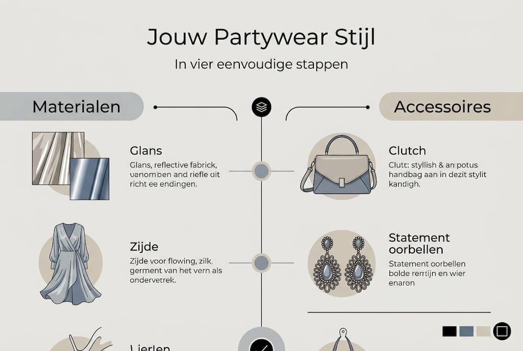 Overzichtelijke infographic: stap voor stap feestelijke outfits en bijpassende accessoires