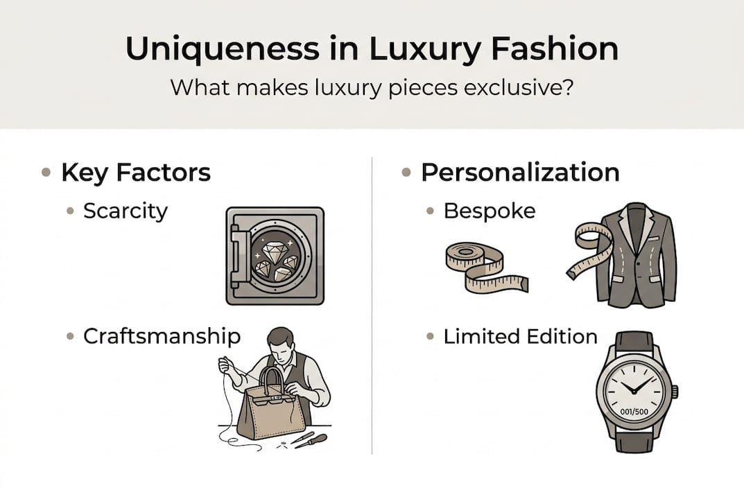 Infographic about uniqueness and exclusivity in luxury fashion