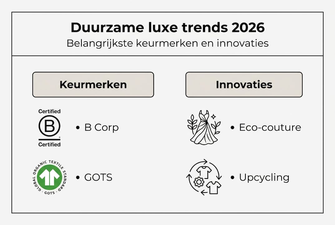 Infographic: keurmerken en innovatieve ontwikkelingen in duurzame luxe