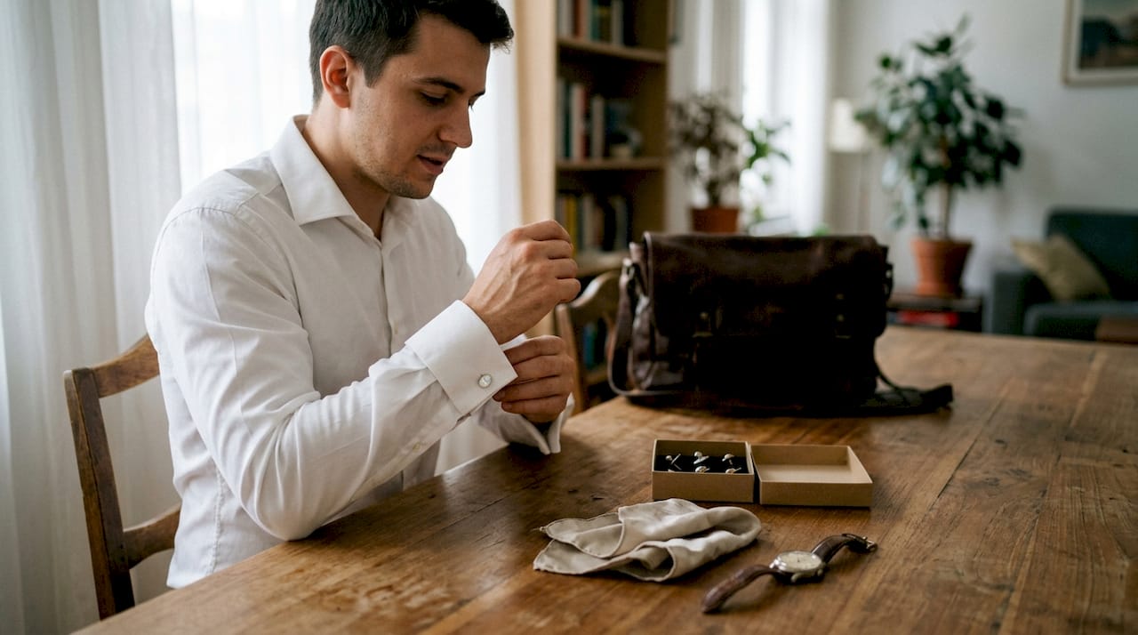 Manșetă reglabilă și accesorii subtile, ideale pentru un look discret și elegant.