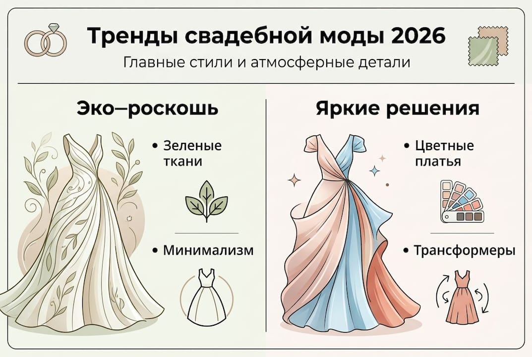 Инфографика: самые актуальные свадебные тенденции 2026 года
